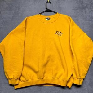 Vintage Y2K Starter Sweatshirt Mens 2XL Yellow Fleece Cotton Embroidered Logo